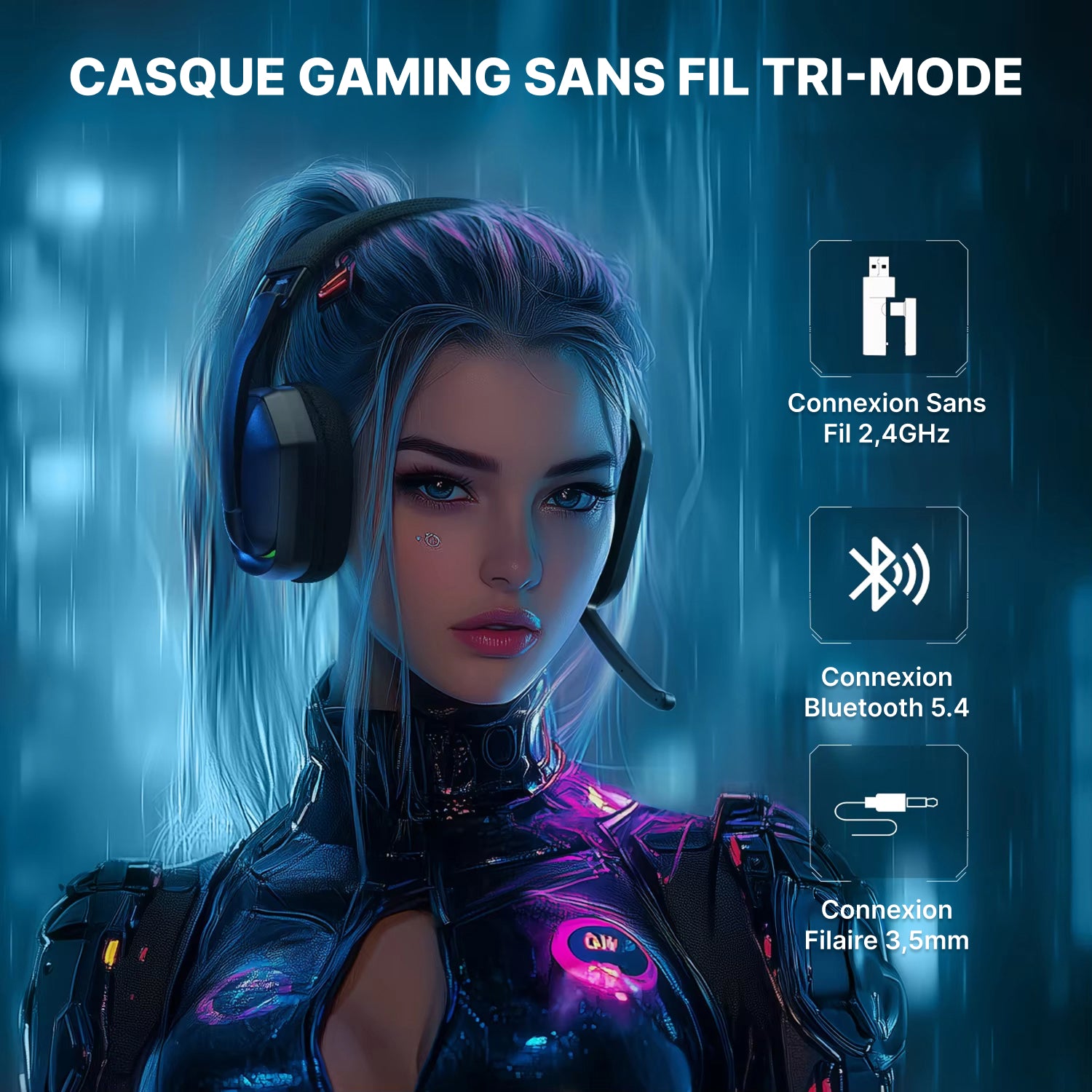AudiRank Casque Gaming Sans Fil